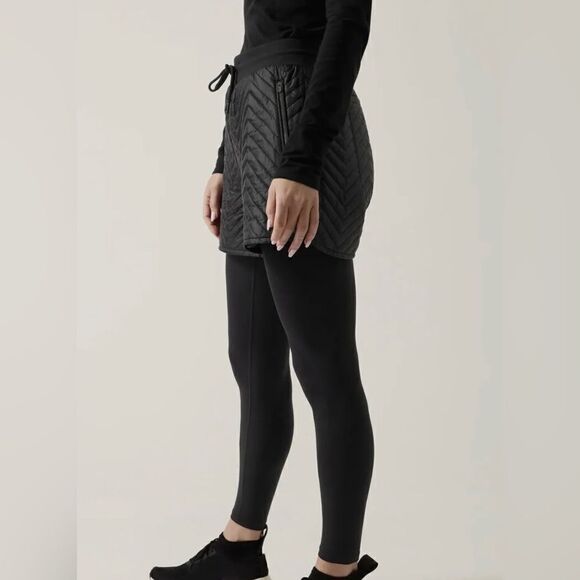 Athleta Apres Quilted Ski Shorts Abalone Grey Size 10 NWT $89 Drawstring Waist - Picture 8 of 11